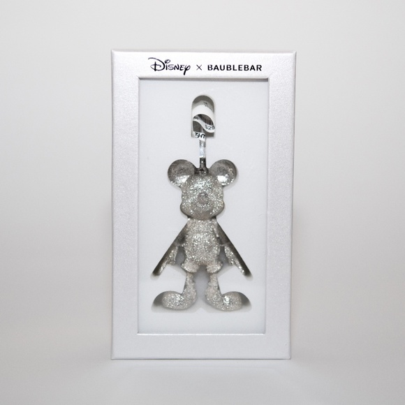 Mickey Mouse Baublebar Silver Glitter Bag Charm - Picture 1 of 4